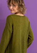 Sweater in wool/cotton/alpaca - green pepper/melange