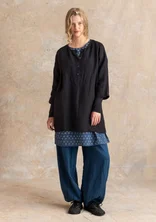 Woven tunic in linen - black