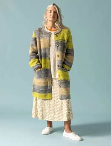 “Ella” long cardigan in wool/organic cotton - havre