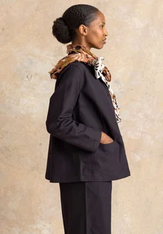 “Esme” woven cotton/linen jacket - black