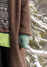 Fingerless gloves in lambswool/organic and recycled cotton - grass green/verona green