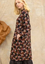 “Hillevi” floral/solid-colored jersey dress in lyocell/spandex - chestnut/patterned