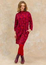 “Hillevi” floral/solid-colored jersey dress in lyocell/spandex - amaryllis/patterned