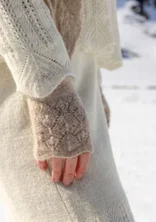 “Forget-me-not” fingerless gloves in an alpaca blend - limestone/melange