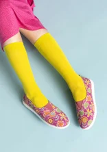 Striped knee-highs in recycled nylon - limegrn