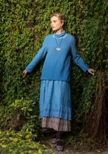 Solid-colored petticoat slip with lace in organic cotton - mild blue