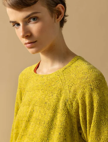Knit sweater in linen/recycled cotton - limegrn