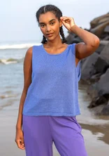 Knit tank top in linen/organic cotton - blue lotus