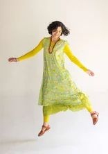 “Bubble” dress in organic cotton/modal - gooseberry green