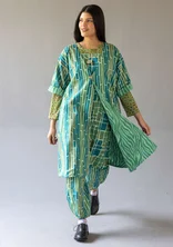 “Zebra” woven dress in organic cotton - apple green