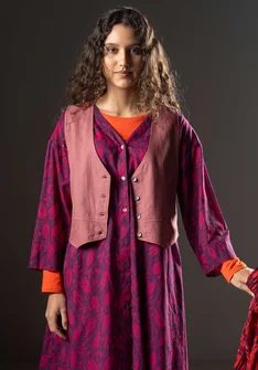 Woven organic cotton waistcoat - dusty red