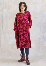 “Cornus” velour dress in organic cotton/recycled polyester - beetroot