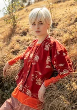 “Rose Hip” woven blouse in organic cotton - agate red
