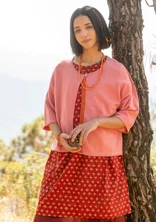 Vegetable-dyed cardigan in organic cotton/wool - cherry blossom