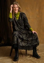“Sanvi” patterned jersey dress in organic cotton - black