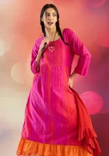 “Melody” woven dress in organic cotton/silk - pink begonia