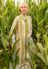 Vevd kjole «Furilden» i økologisk bomull - sparris