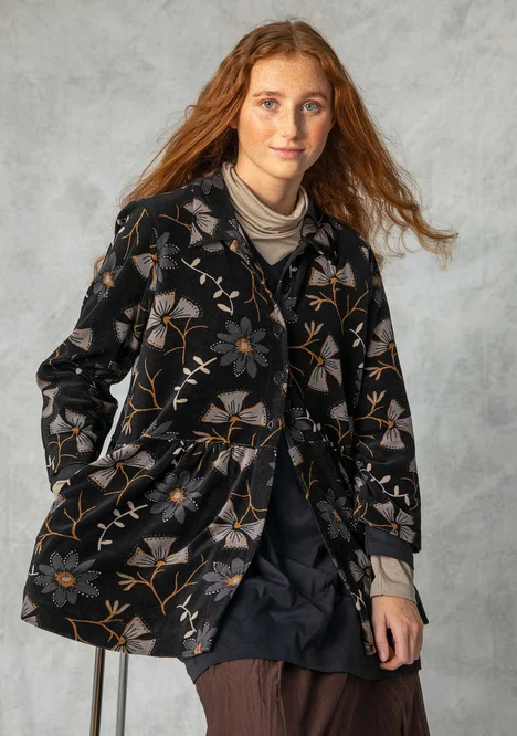 “Paraguay” velour jacket in organic cotton/recycled polyester - black