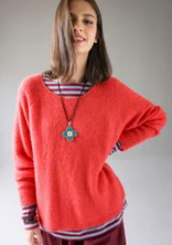 Sweater in an alpaca blend - coral