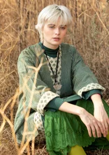 “Willow” woven kimono in organic cotton - indigo green