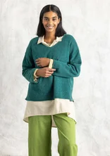 Nubby sweater in a lambswool blend - light bottle green/melange