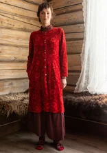 “Nootka” velour dress in organic cotton/recycled polyester - lingonberry/patterned