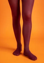 Solid-colour tights made from recycled polyamide - aubergine