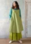 Vävd klänning "Shimla" i ekologisk bomull/lin (pistage/mönstrad S)