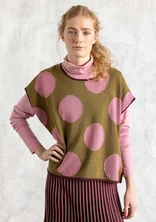 “Rut” knitted top in a blend of organic and recycled cotton - dark olive/dot