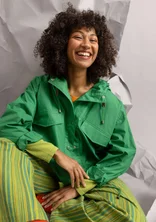 Woven jacket in organic cotton - basil