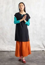 Woven “Rut” tunic in rayon/linen - black