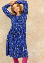 “Frida” patterned/solid-colored jersey dress in organic cotton - cobalt blue/patterned