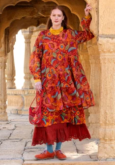 “Okinawa” woven cotton dress - parrot red