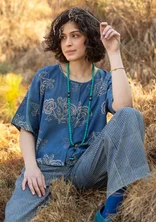 “Rose Hip” woven blouse in organic cotton - indigo