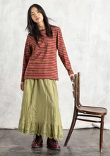 Essential striped top in organic cotton - red cabbage/dark olive