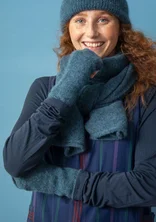 Fingerless gloves in an alpaca blend - indigo green/melange
