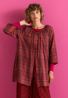 “Nora” woven organic cotton smock blouse - madder red