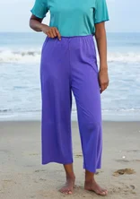 Solid-colored jersey pants in organic cotton - amethyst