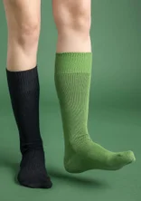 Solid-colored knee-highs in organic cotton - svart