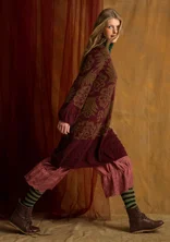 “Anila” patterned knit dress in organic cotton - aubergine