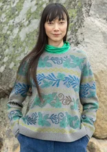 “Peninsula” fisherman’s sweater in lambswool - grey/patterned