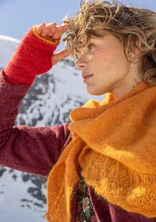 “Forget-me-not” fingerless gloves in an alpaca blend - parrot red/melange