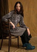 “Anila” patterned knit dress in organic cotton - iron grey