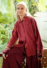 “Agatha” woven jacket in organic cotton - beetroot