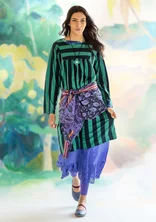 “Madalena” jersey dress in organic cotton/modal - light bottle green/dark indigo