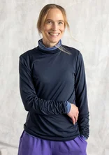 Lyocell/elastane jersey polo-neck top - ink blue