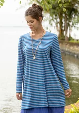 Striped jersey tunic in organic cotton - bright blue
