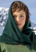 “Forget-me-not” knit shawl in an alpaca blend - dark jade/melange