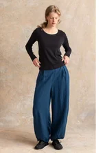 Woven linen pants - Pacific blue