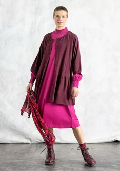“Rut” woven viscose/linen smock blouse - aubergine